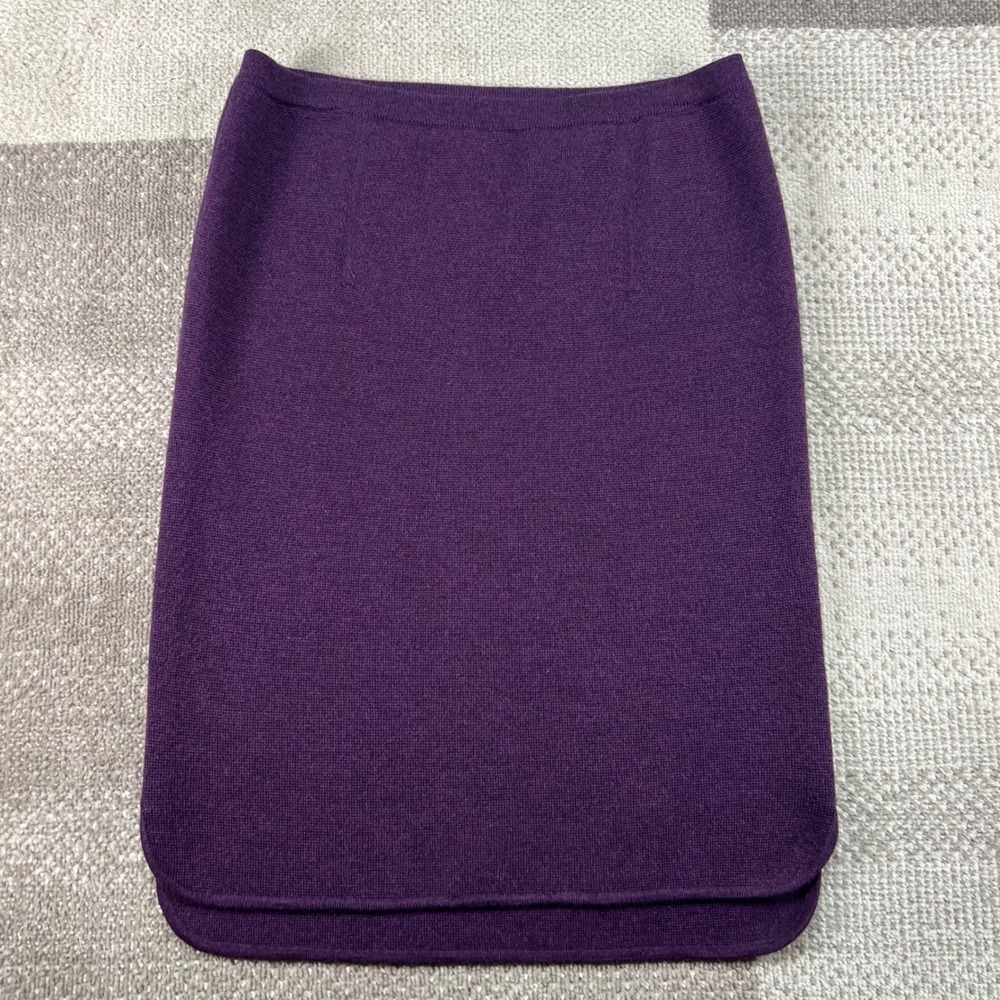Eileen Fisher Purple Knit Pencil Skirt Italian Yarn Size S Plum Merino Wool‎